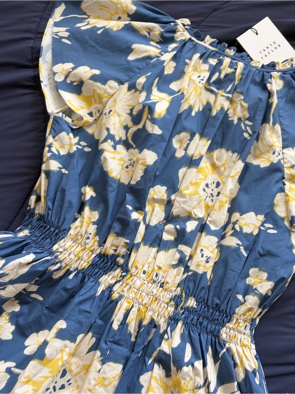 Tanya Taylor Ivana Top in French Blue Multi - Picture 9 of 13